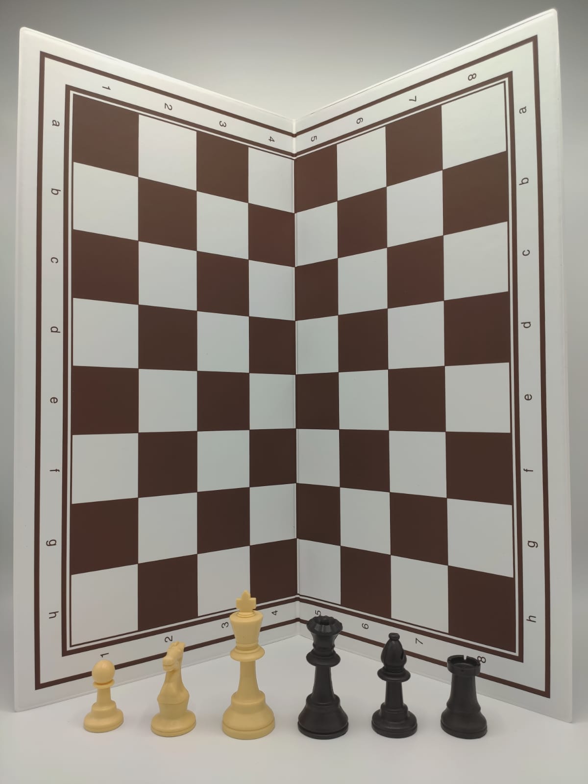S5 Kunststof schaakstukken Zwart/Creme, verzwaard, Staunton maat 5