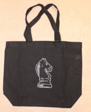 Black embroidered bag with logo knight